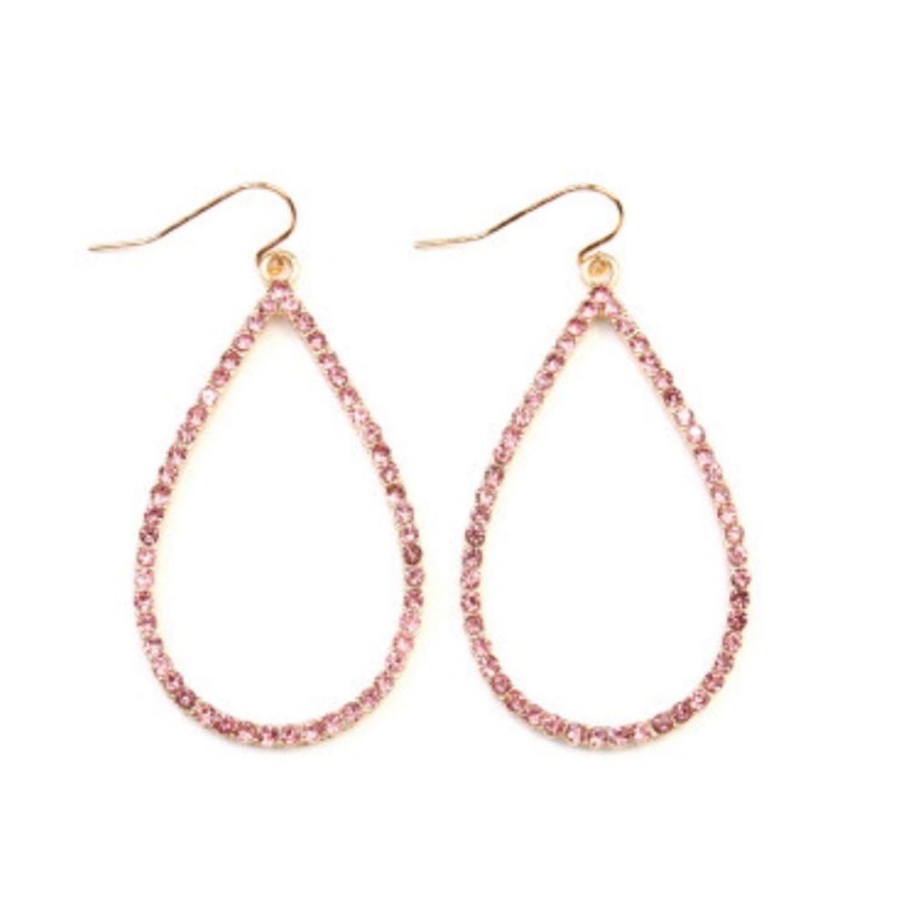 💗💗PINK RHINESTONE EARRINGS 💗💗 - Picture 3 of 3